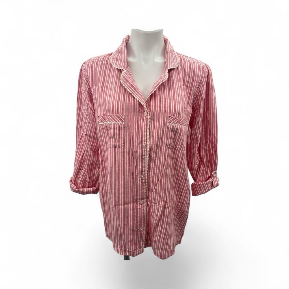 Victoria's Secret 2 Piece Pink and White Striped Pajama Set